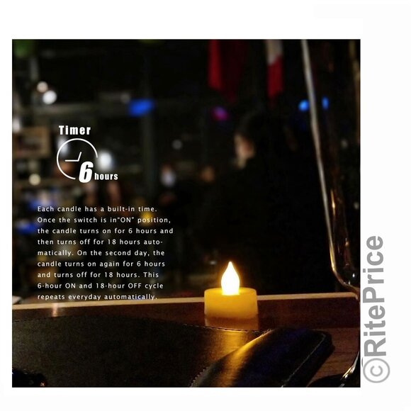 6 PCS Battery Operated LED Flameless Tea Light Candles Long Lasting (2 Pack) - Picture 5 of 8